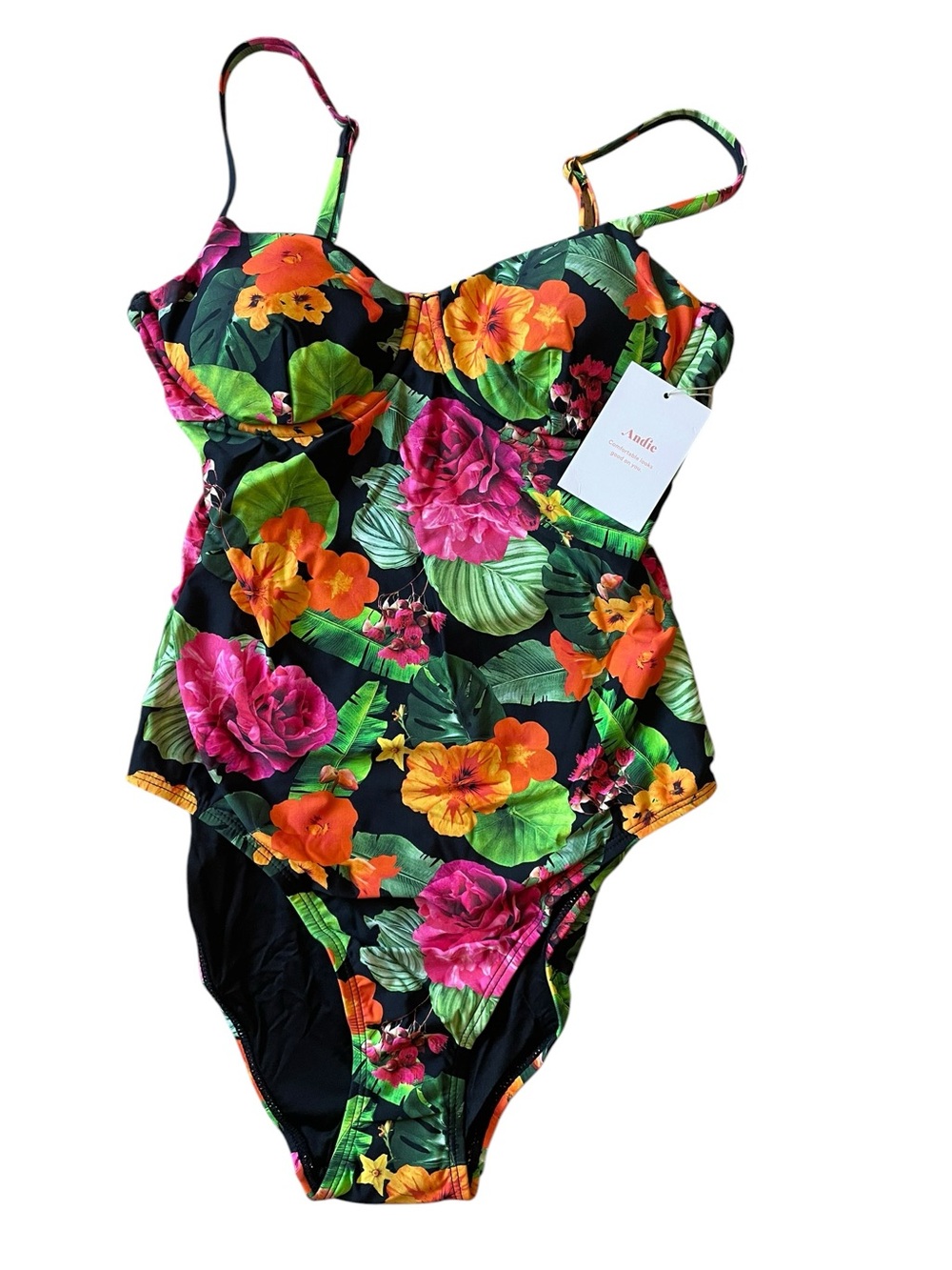 Andie Long Torso Bermuda  Tropical Floral One-Piece Swimsuit NWT - Picture 3 of 8